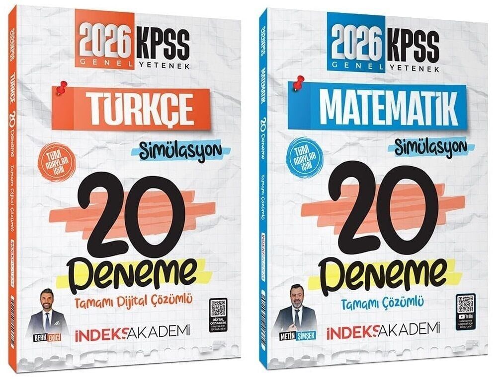 İndeks Akademi 2026 KPSS Türkçe+Matematik Simülasyon 40 Deneme 2 li Set İndeks Akademi Yayıncılık