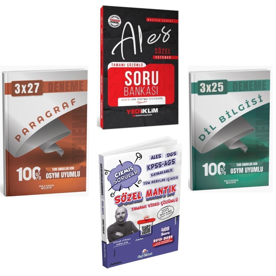 Yediiklim 2026 ALES Sözel Yetenek Soru Bankası + Sözel Yetenek Çıkmış Soru ve Deneme Seti