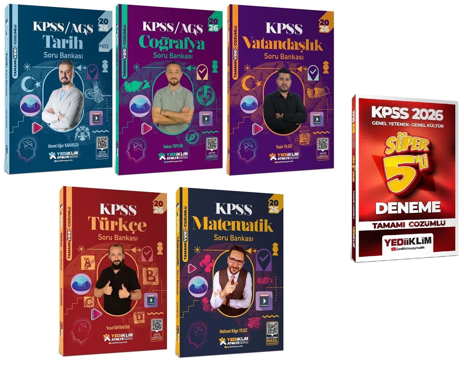 Yediiklim 2026 KPSS Genel Yetenek Genel Kültür Atölye Soru Bankası + 5 Deneme 6 lı Set Yediiklim Yayınları