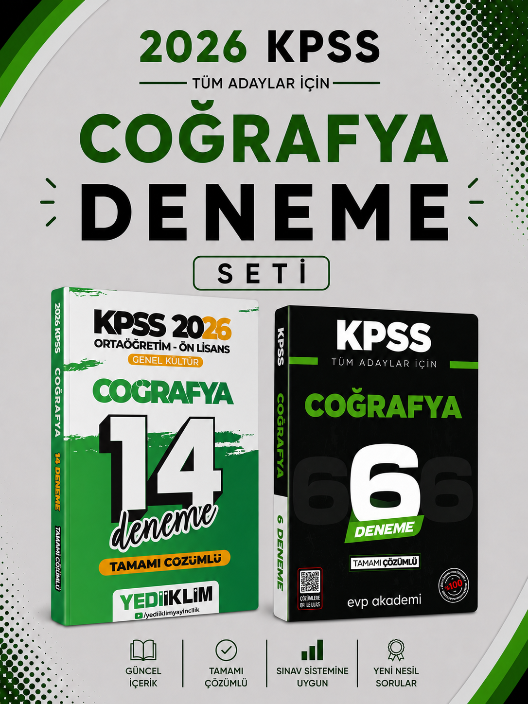 Yediiklim 2026 KPSS Coğrafya 14 Deneme & KPSS Coğrafya 6 Deneme EVP Akademi Seti