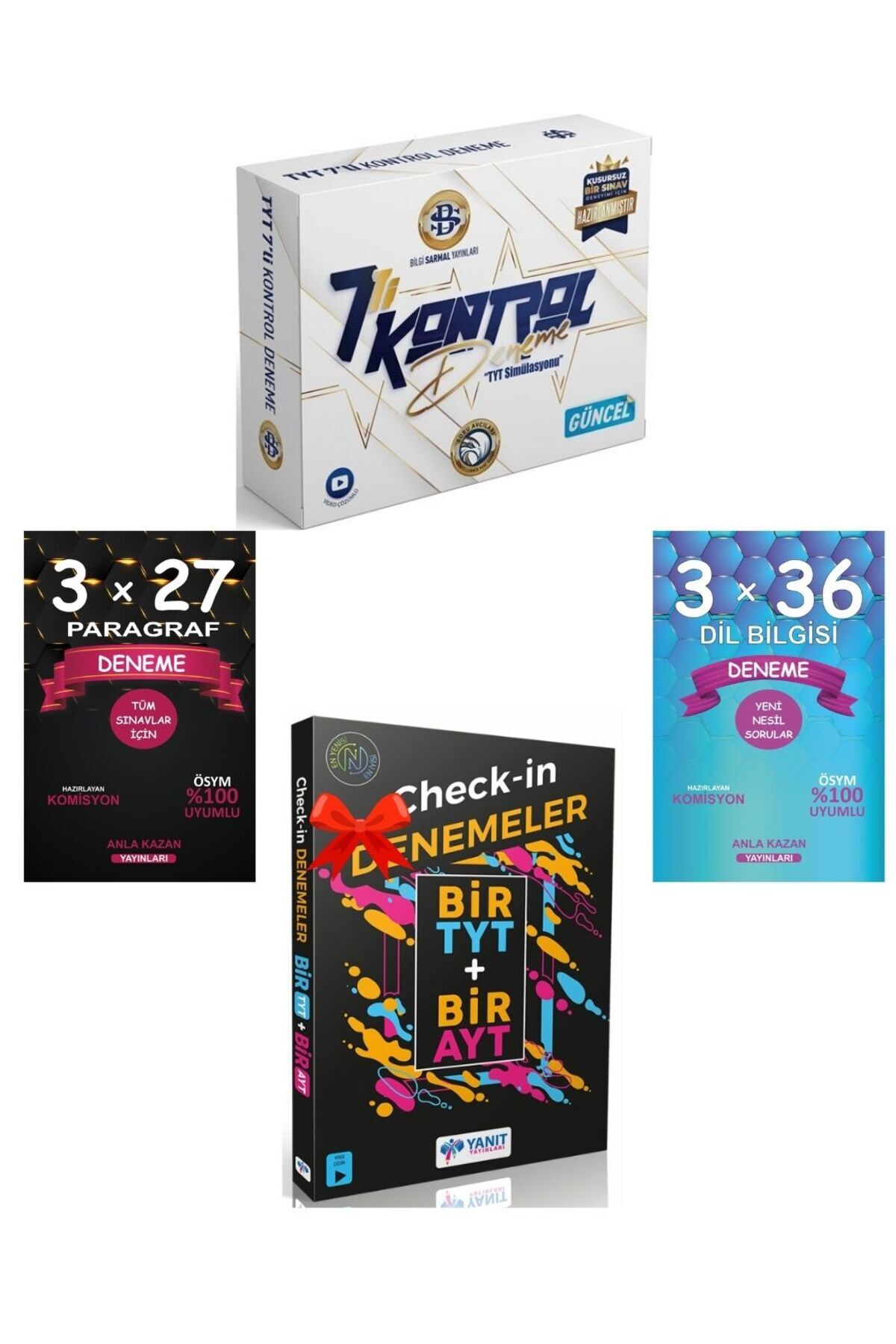 Bilgi Sarmal TYT Kontrol 7 Deneme + Anla Kazan Denemeler + Yanıt 1 TYT 1 AYT Deneme 4 lü Set
