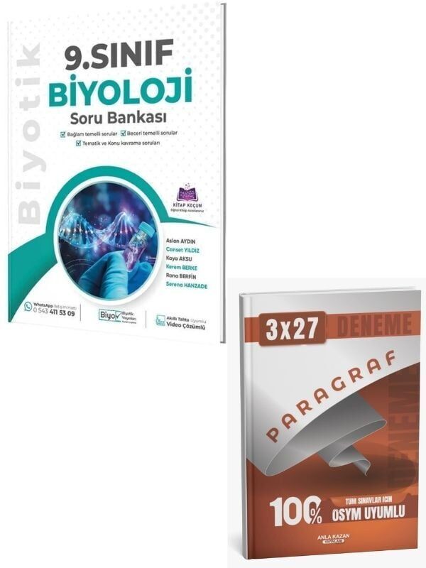 Biyotik 2027 9. Sınıf Biyoloji Soru Bankası Çözümlü+ Anla Kazan Paragraf