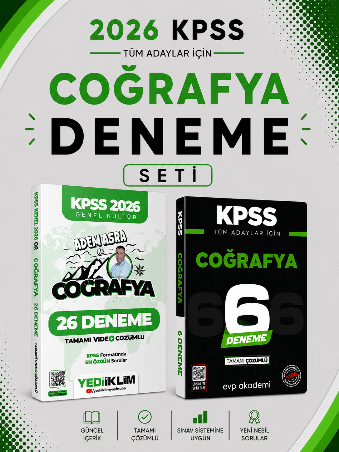 Yediiklim 2026 KPSS Coğrafya 26 Deneme & KPSS Coğrafya 6 Deneme EVP Akademi Seti