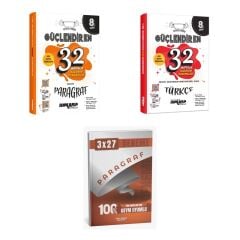 2027 Ankara 8. Sınıf Güçlendiren 32 Haftalık Kazanım Paragraf + Türkçe Deneme + anla kazan paragraf deneme 3'lü Set