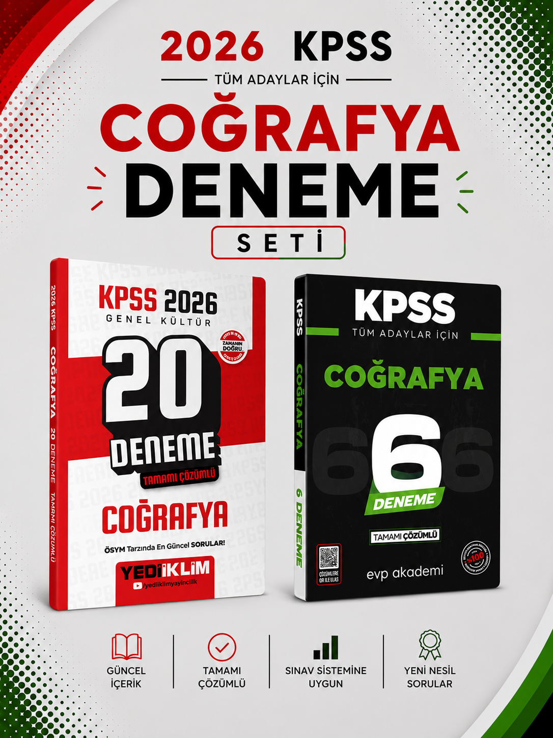 Yediiklim 2026 KPSS Coğrafya 20 Deneme & KPSS Coğrafya 6 Deneme EVP Akademi Seti