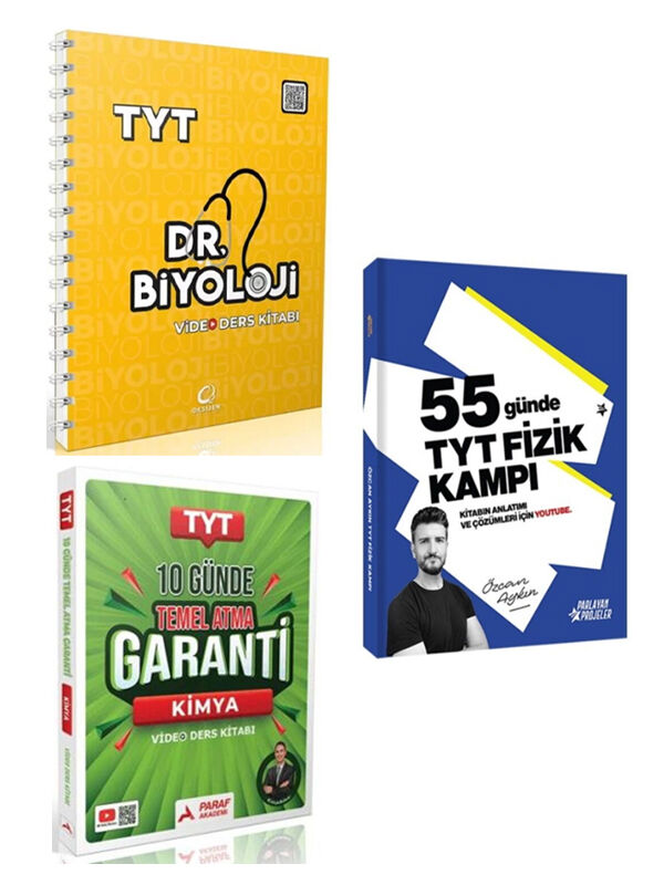 2026 TYT Video Kamp DR. Biyoloji + Parlayan 55 Günde Fizik + 10 Günde Kimya Kitapanka 3 lü Set