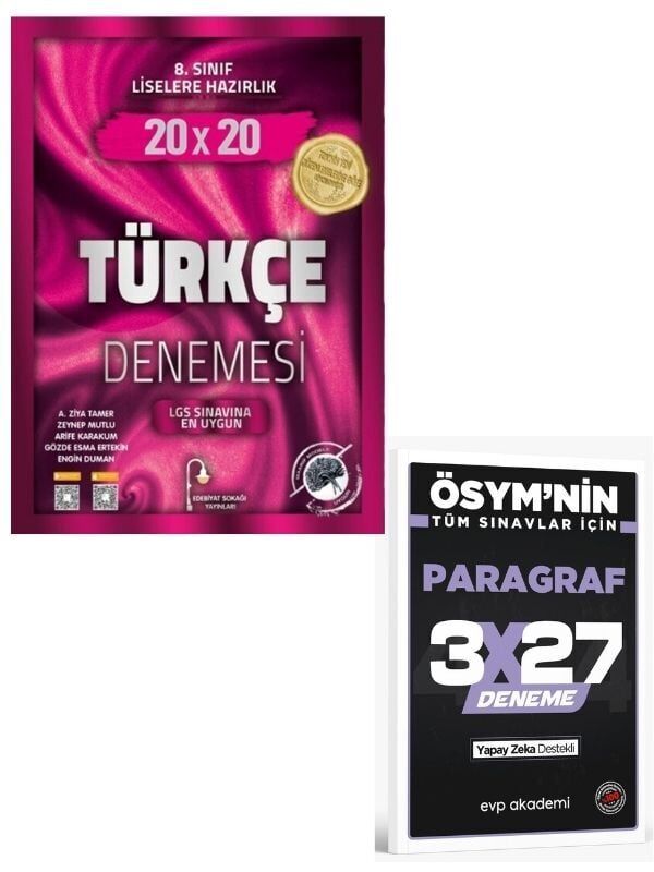 Edebiyat Sokağı 2027  8. Sınıf Türkçe 20 x 20 Deneme+ EVP Akademi Paragraf