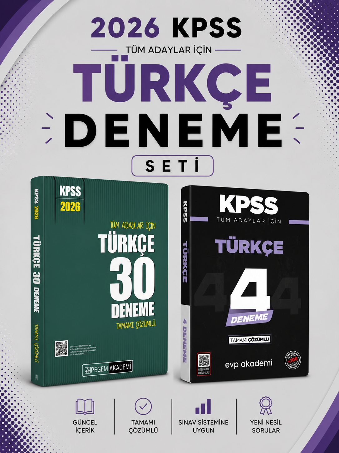 Pegem 2026 KPSS Türkçe 30 Deneme & KPSS Türkçe 4 Deneme EVP Akademi Seti
