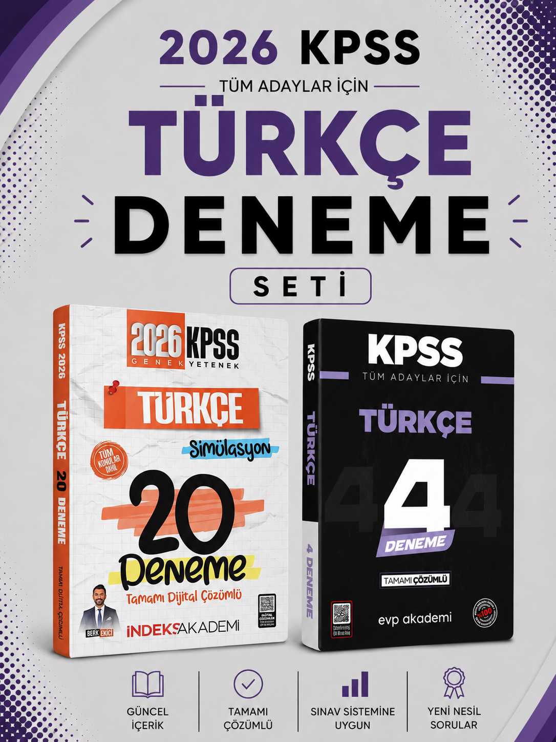 İndeks 2026 KPSS Türkçe 20 Deneme & KPSS Türkçe 4 Deneme EVP Akademi Seti