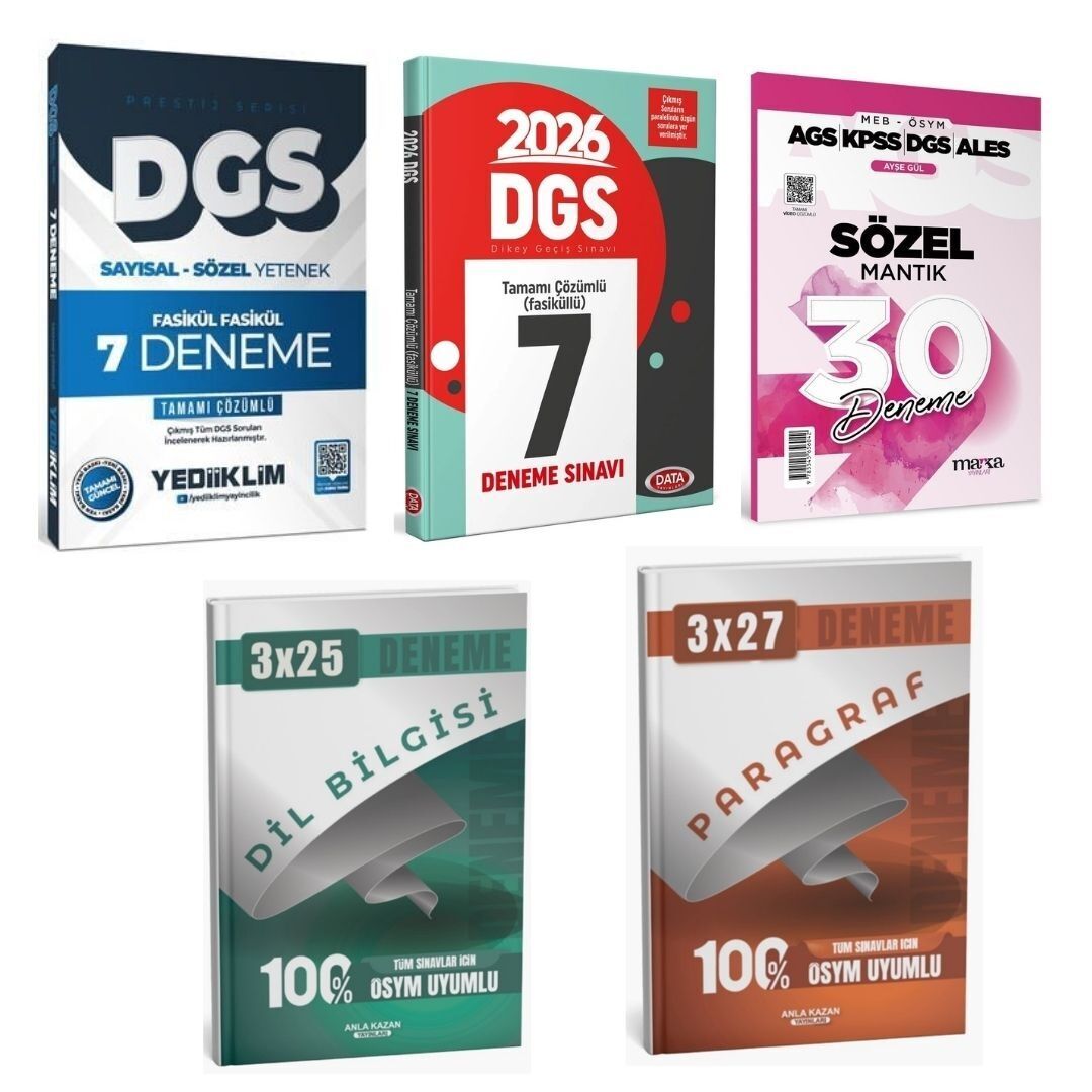 2026 DGS Sözel-Sayısal Tamamı Çözümlü Deneme Seti + Paragraf - Dilbilgisi Deneme Seti