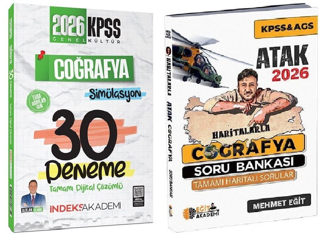 Eğit + İndeks 2026 KPSS Haritalarla Atak Coğrafya Soru Bankası + 30 Deneme 2 li Set - Mehmet Eğit, Alican Demir Eğit + İndeks Akademi Yayıncılık