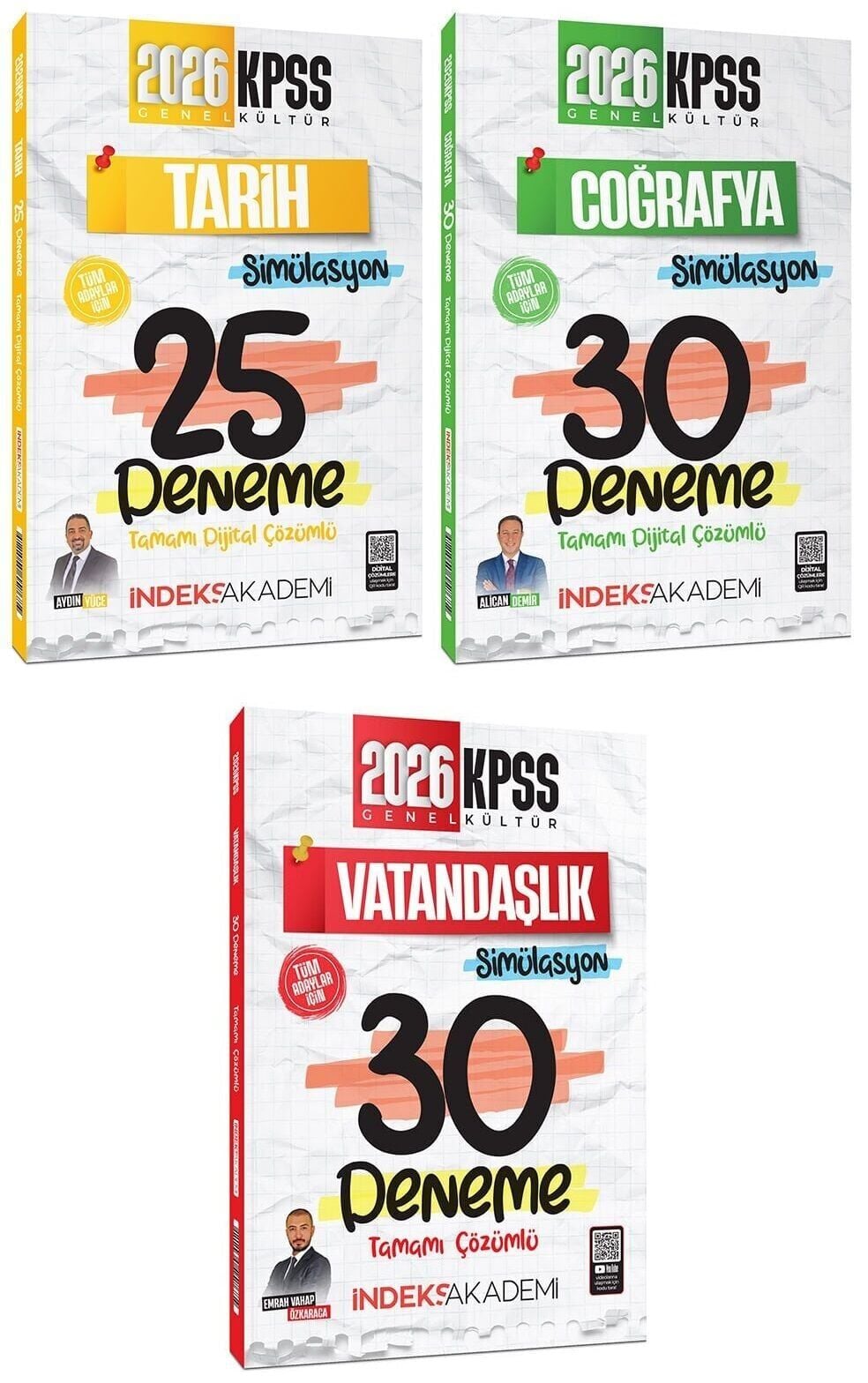 İndeks Akademi 2026 KPSS Tarih+Coğrafya+Vatandaşlık Simülasyon 85 Deneme 3 lü Set İndeks Akademi Yayıncılık