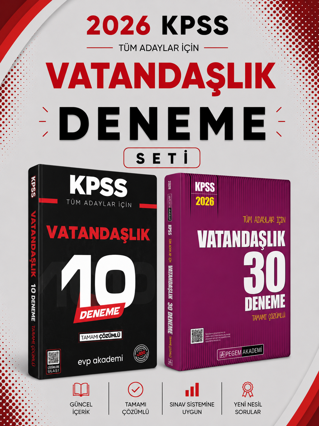 Pegem 2026 KPSS Vatandaşlık 30 Deneme & KPSS Vatandaşlık 10 Deneme EVP Akademi Seti