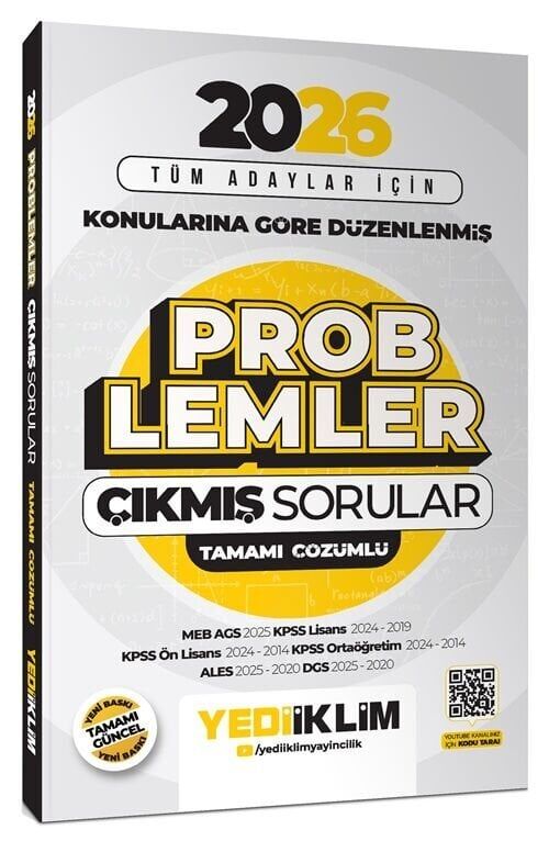 Yediiklim 2026 KPSS MEB-AGS ALES DGS Problemler Çıkmış Sorular Çözümlü Yediiklim Yayınları