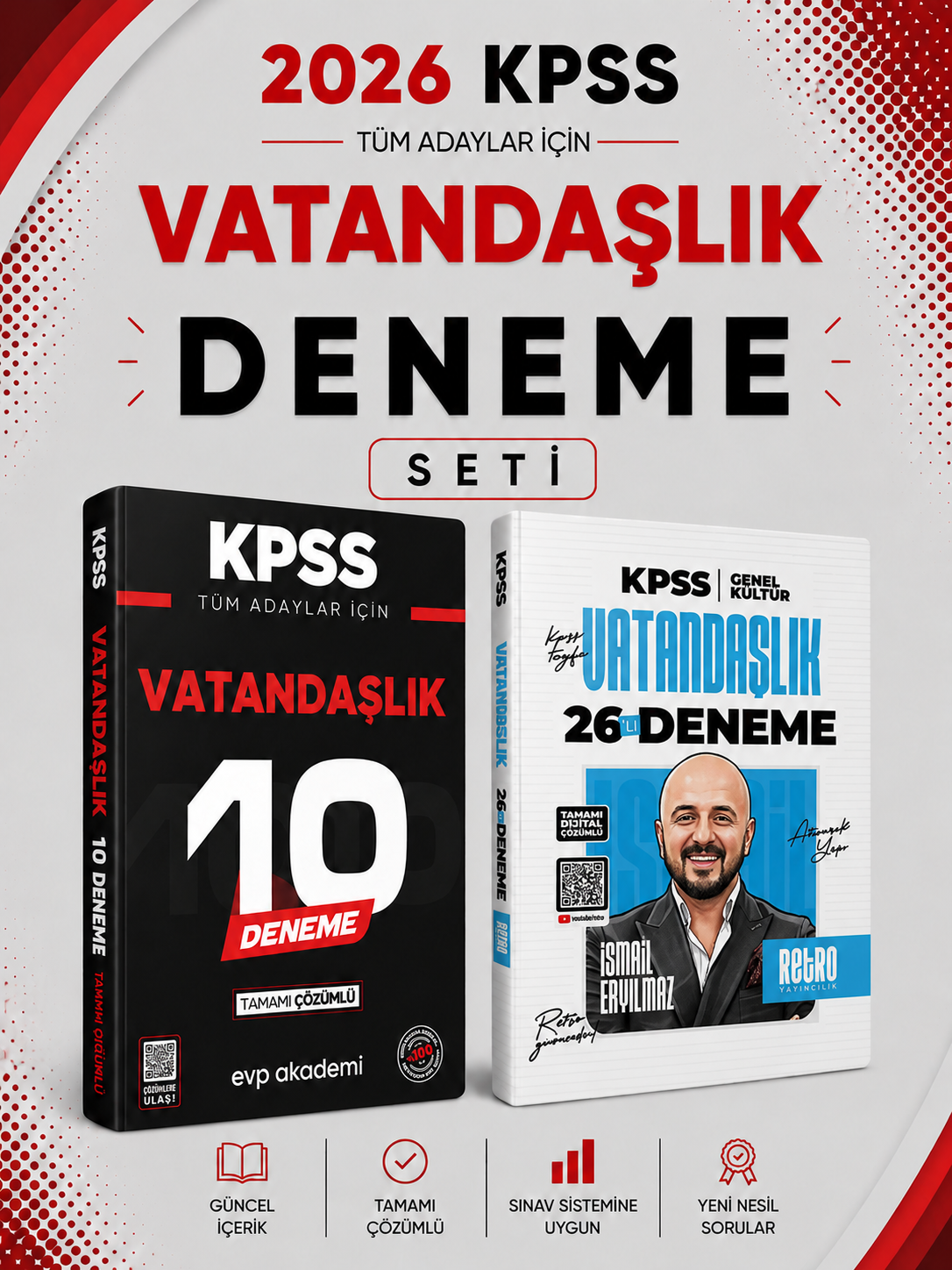 Retro 2026 KPSS Vatandaşlık 26 Deneme & KPSS Vatandaşlık 10 Deneme EVP Akademi Seti