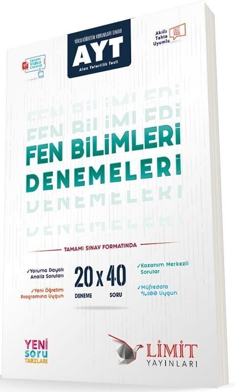 Limit Yayınları AYT Fen Bilimleri 20x40 Video Çözümlü Denemeleri