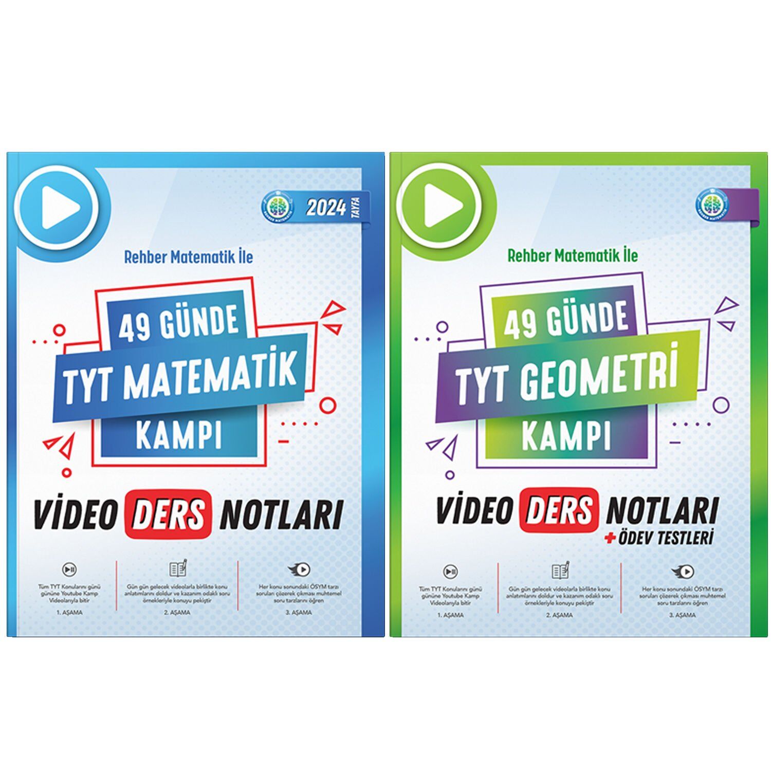 Rehber Matematik 49 Günde TYT Geometri ve Matematik Video Ders Notları 2 li Set