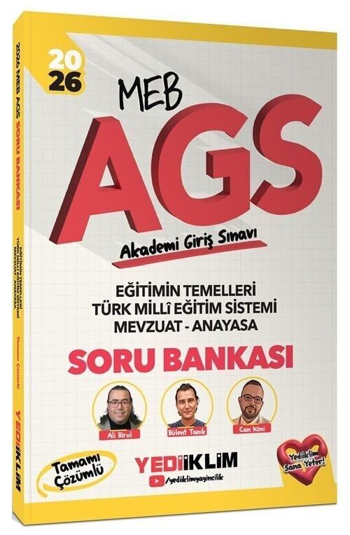 Yediiklim 2026 MEB-AGS Eğitimin Temelleri ve Türk Milli Eğitim Sistemi ve Mevzuat Anayasa Soru Bankası Çözümlü - Bülent Tanık, Can Köni, Ali Birol Yediiklim Yayınları