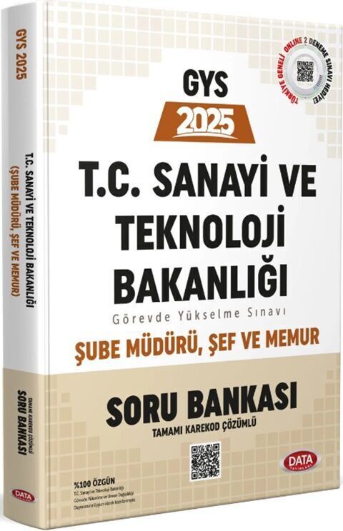 Data Yayınları 2025 GYS T.C. Sanayi ve Teknoloji Bakanlığı Şube Müdürü Şef Memur Soru Bankası