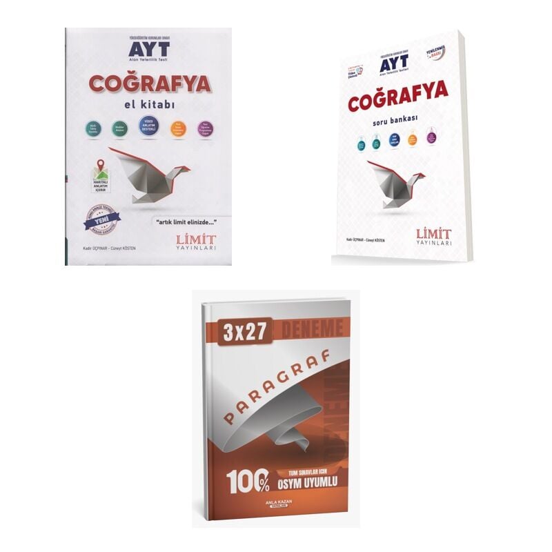 2027 Limit AYT Coğrafya El Kitabı + Soru + anla kazan paragraf deneme 3'lü Set