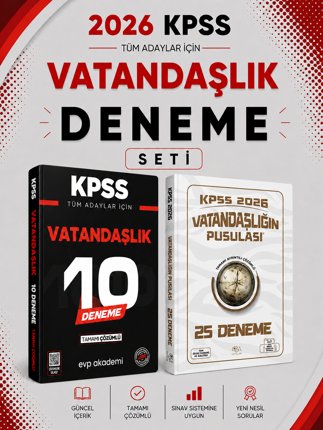 CBA Yayınları 2026 KPSS Vatandaşlık 25 Deneme & KPSS Vatandaşlık 10 Deneme EVP Akademi Seti