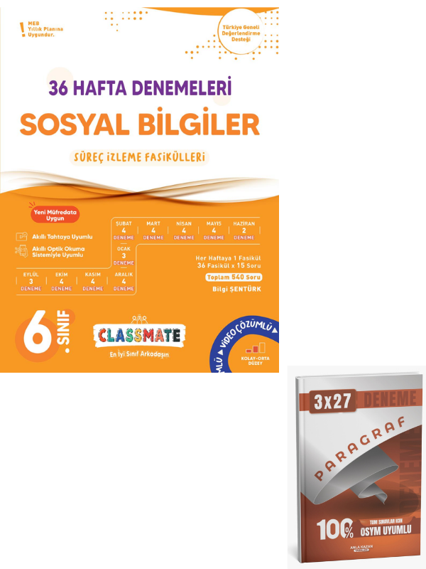 Okyanus 2027 6. Sınıf Classmate 36 Hafta Denemeleri Sosyal Bilgiler Süreç İzleme  Fasikülleri+ Anla Kazan Paragraf