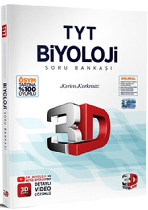 3D Yayınları YKS TYT Biyoloji Soru Bankası Video Çözümlü Çözüm Yayınları