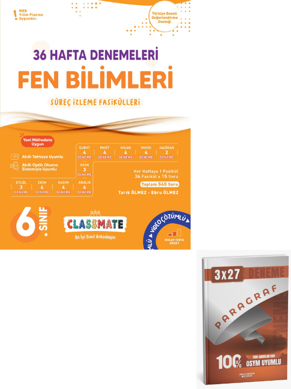 Okyanus 2027 6. Sınıf Classmate 36 Hafta Denemeleri Fen Bilimleri Süreç İzleme Fasikülleri+ Anla Kazan Paragraf
