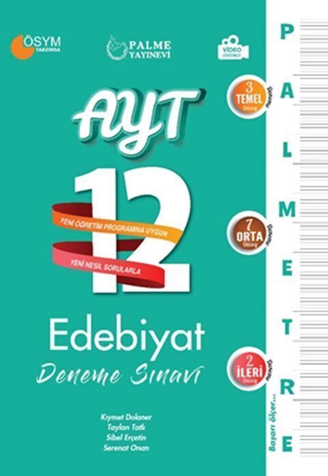 Palme Yayınları AYT Edebiyat Palmetre Serisi 12 Deneme Video Çözümlü