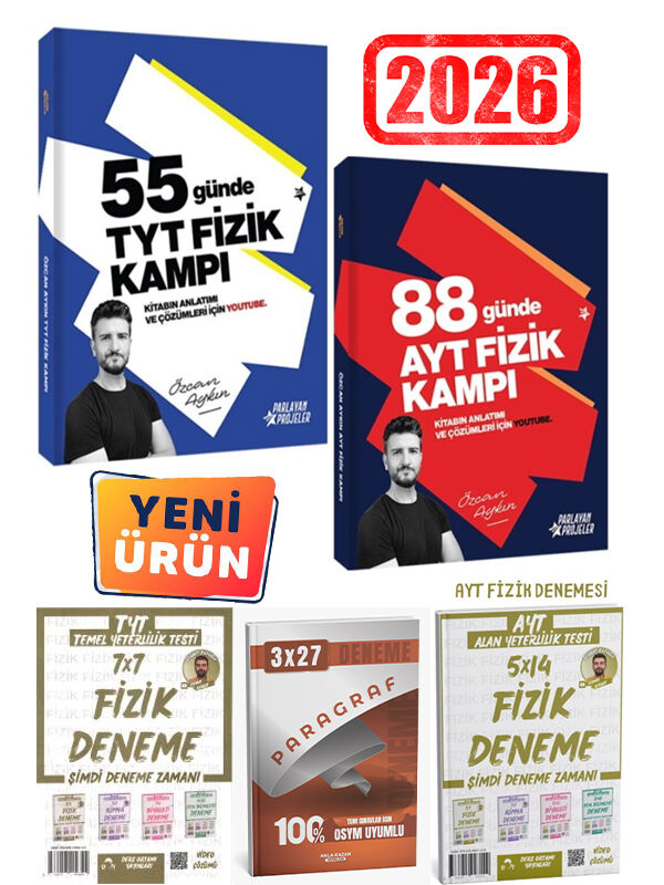 Parlayan Proje 55 Günde TYT 88 Günde AYT Fizik Kampı + Ders Ortamı TYT AYT Fizik Paragraf Deneme 5l