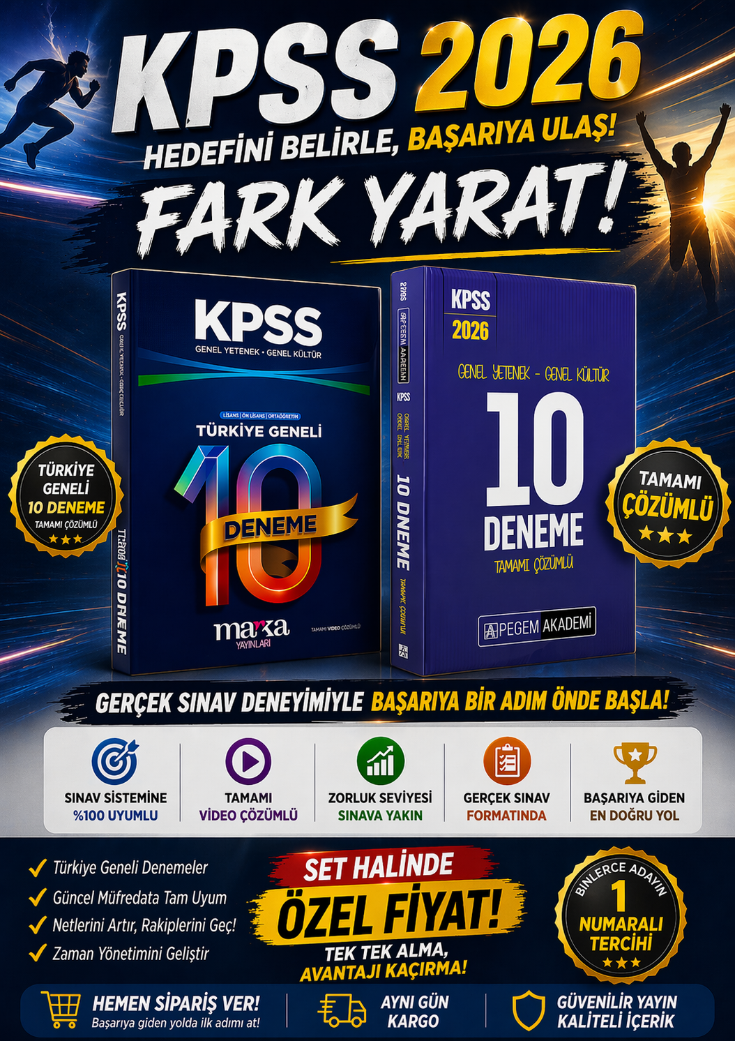 Marka Yayıncılık 2026 KPSS Genel Yetenek Genel Kültür Türkiye Geneli 10 Deneme + KPSS GK GY Tüm Dersler 10 Deneme Pegem Seti