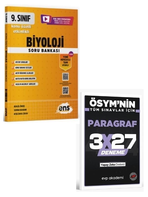 ENS 2027 9. Sınıf Biyoloji Soru Bankası+ EVP Akademi Paragraf