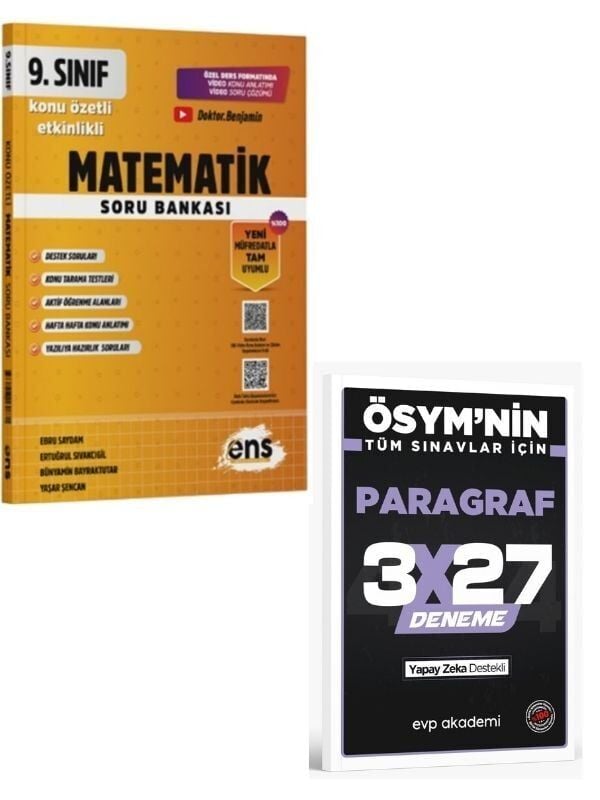 ENS 2027 9. Sınıf Matematik Etkinlikli Soru Bankası+ EVP Akademi Paragraf