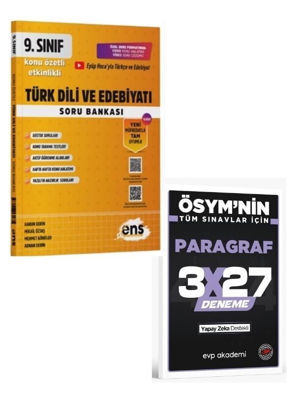 ENS 2027 9. Sınıf Türk Dili ve Edebiyatı Etkinlikli Soru Bankası+ EVP Akademi Paragraf