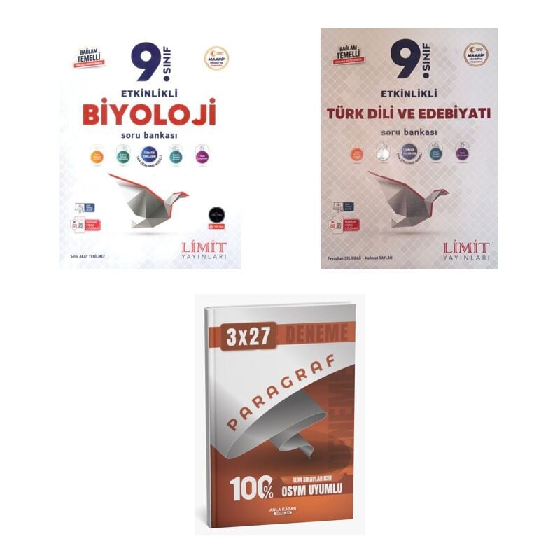 2027 Limit 9. Sınıf Biyoloji Etkinlikli Maarif + Edebiyat Türk Dili ve Edebiyatı Soru + Ankapade 3'lü Set