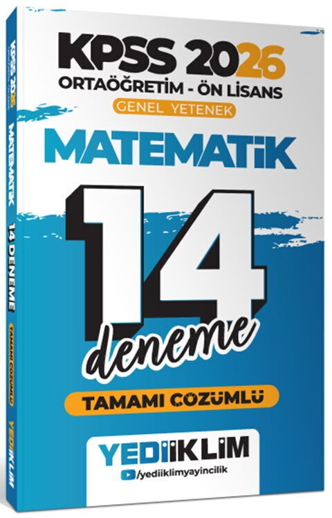 Yediiklim Yayınları 2026 KPSS Ortaöğretim Ön Lisans Matematik Tamamı Çözümlü 14 Deneme