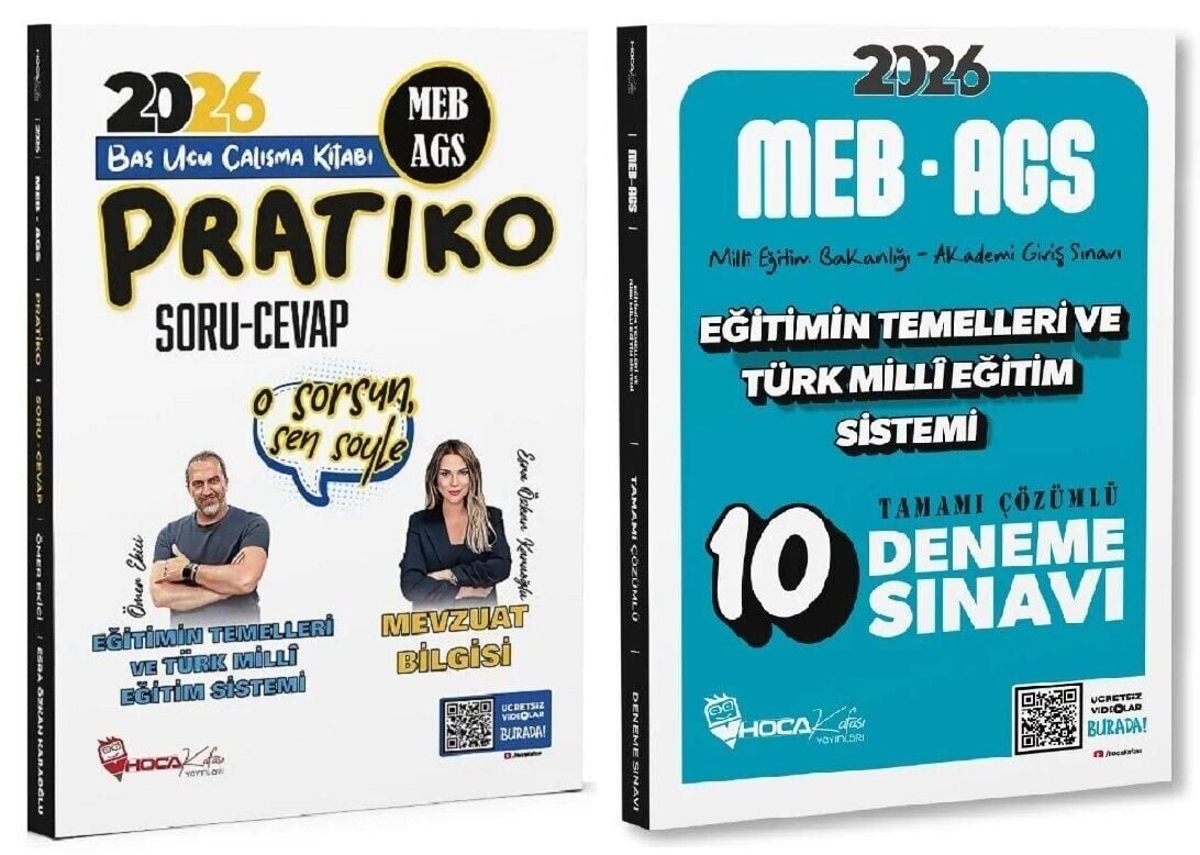 Hoca Kafası 2026 MEB-AGS Eğitimin Temelleri ve Türk Millî Eğitim Sistemi Pratiko Soru Cevap + 10 Deneme 2 li Set - Ömer Ekici, Esra Özkan Karaoğlu Hoca Kafası Yayınları