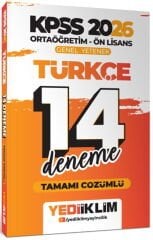 Yediiklim Yayınları 2026 KPSS Ortaöğretim Ön Lisans Türkçe Tamamı Çözümlü 14 Deneme