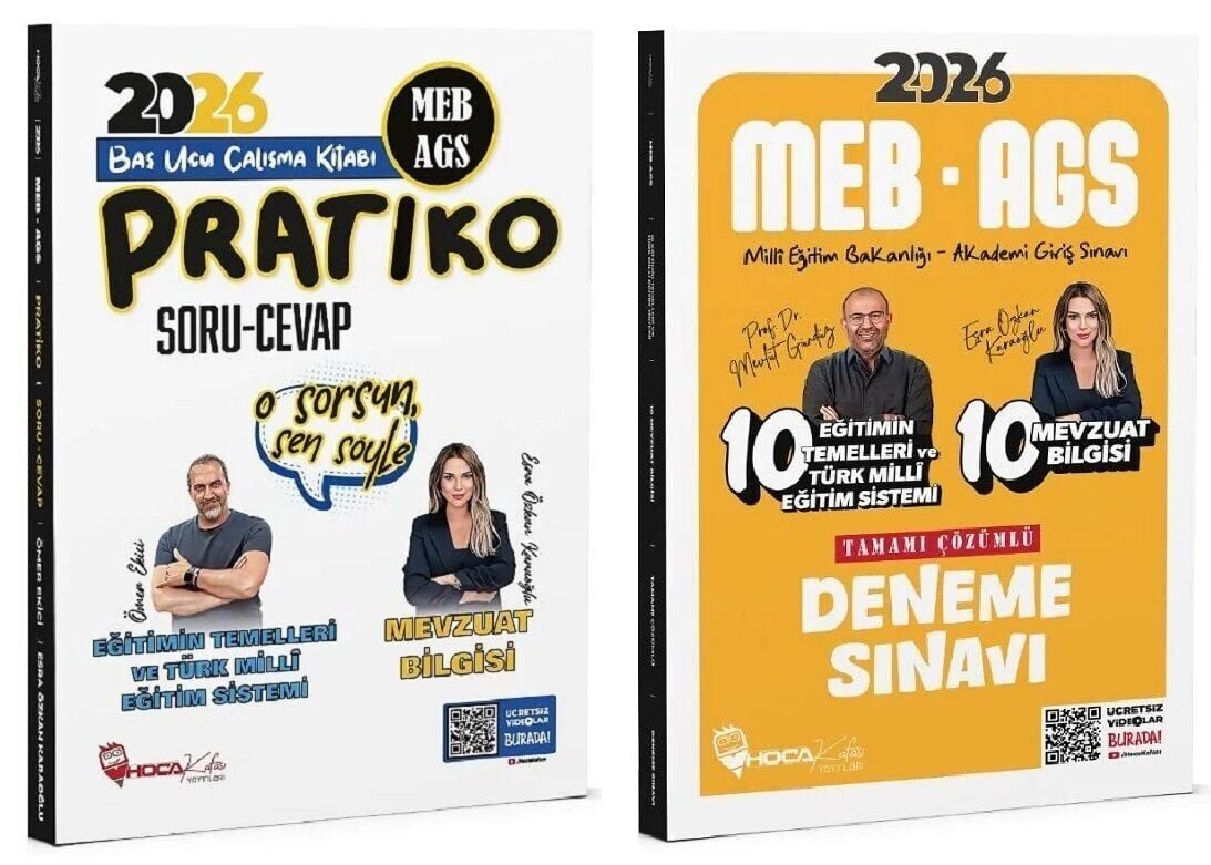 Hoca Kafası 2026 MEB-AGS Eğitimin Temelleri ve Türk Millî Eğitim Sistemi, Mevzuat Bilgisi Pratiko Soru Cevap + 10+10 Deneme 2 li Set - Mevlüt Gündüz, Ömer Ekici, Esra Özkan Karaoğlu Hoca Kafası Yayınları