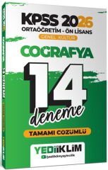 Yediiklim Yayınları 2026 KPSS Ortaöğretim Ön Lisans Coğrafya Tamamı Çözümlü 14 Deneme