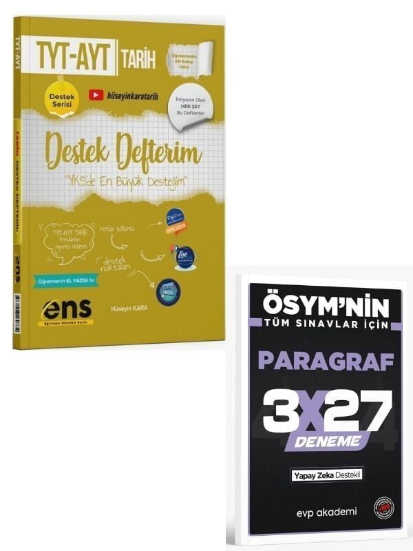 ENS 2027 TYT AYT Tarih Destek Defterim+ EVP Akademi Paragraf