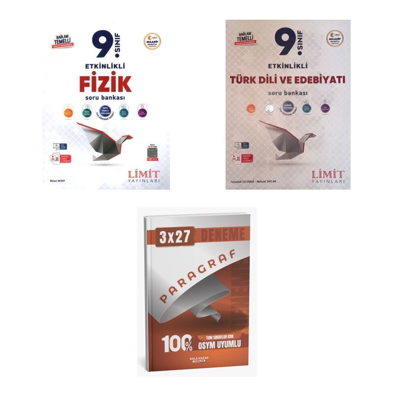 2027 Limit 9. Sınıf Fizik Etkinlikli Maarif + Edebiyat Türk Dili ve Edebiyatı Soru + Ankapade 3'lü Set