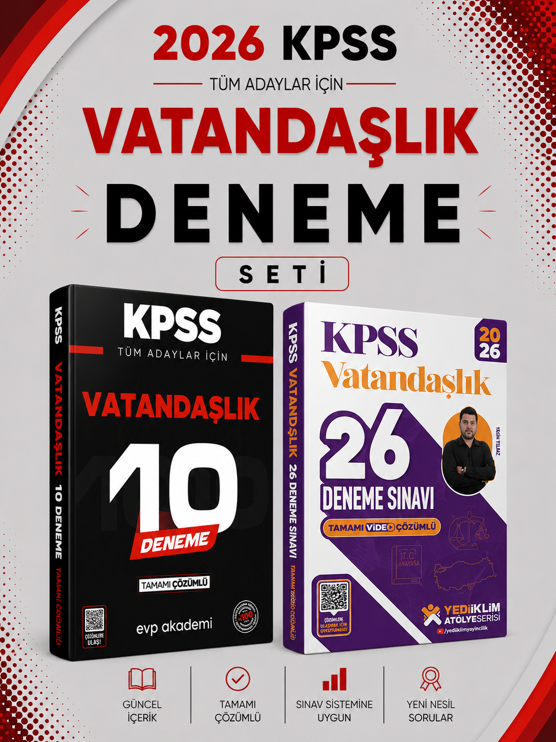 Yediiklim 2026 KPSS Vatandaşlık 26 Deneme & KPSS Vatandaşlık 10 Deneme EVP Akademi Seti