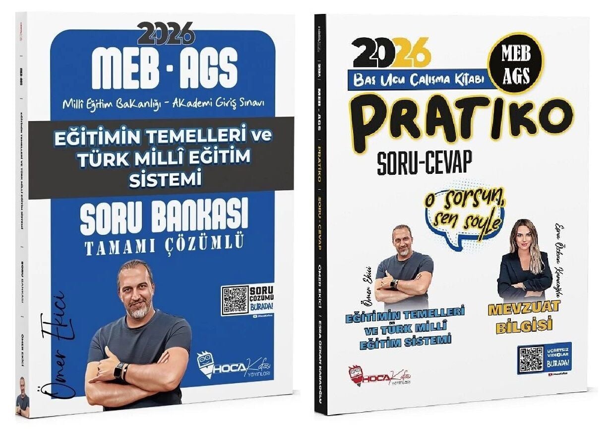 YENİ AGS - Hoca Kafası 2026 MEB-AGS Eğitimin Temelleri + Eğitim Bilimleri ve Türk Milli Eğitim Sistemi Soru Bankası + Pratiko Soru Cevap 3 lü Set - Ömer Ekici Hoca Kafası Yayınları