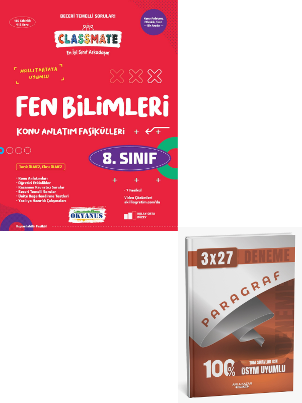Okyanus 2027 8. Sınıf Classmate Fen Bilimleri Konu Anlatım Fasikülleri+ Anla Kazan Paragraf
