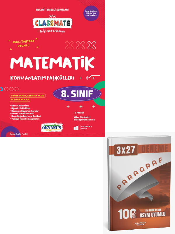 Okyanus 2027 8. Sınıf Classmate Matematik Konu Anlatım Fasikülleri+ Anla Kazan Paragraf