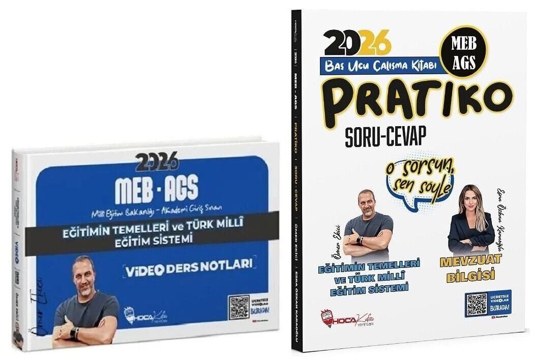 YENİ AGS - Hoca Kafası 2026 MEB-AGS Eğitimin Temelleri + Eğitim Bilimleri ve Türk Milli Eğitim Sistemi Video Ders Notları + Pratiko Soru Cevap 3 lü Set - Ömer Ekici Hoca Kafası Yayınları