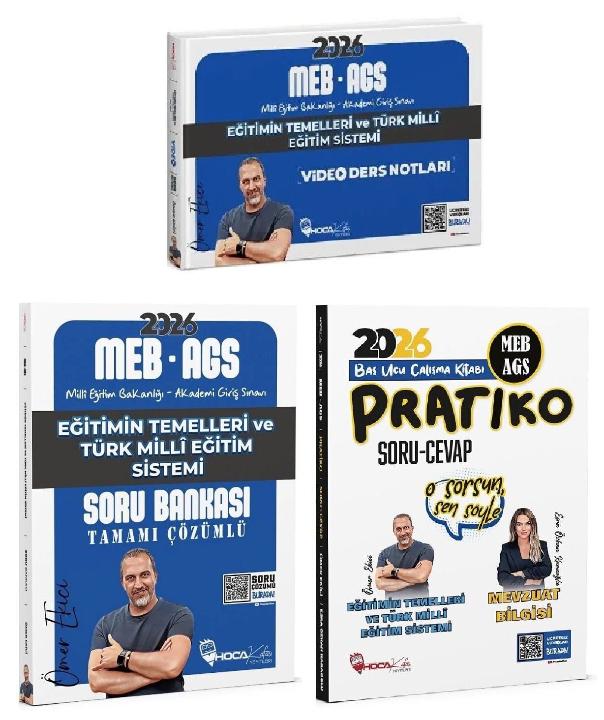YENİ AGS- Hoca Kafası 2026 MEB-AGS Eğitimin Temelleri + Eğitim Bilimleri ve Türk Milli Eğitim Sistemi Video Ders Notları + Soru Bankası + Pratiko Soru Cevap 5 li Set - Ömer Ekici Hoca Kafası Yayınları