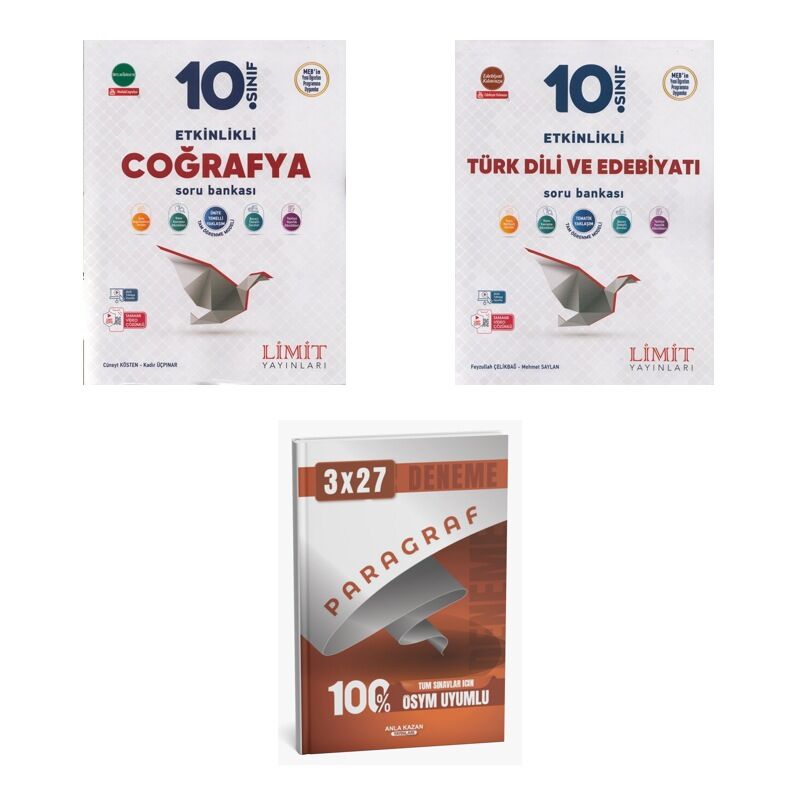2027 Limit 10. Sınıf Etkinlikli Coğrafya + Edebiyat Türk Dili ve Edebiyatı Soru + Ankapade 3'lü Set