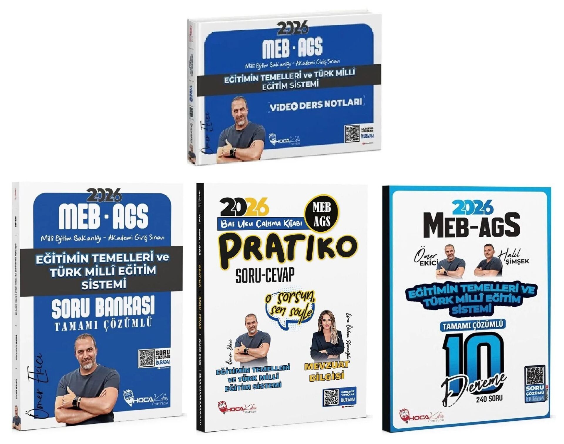 YENİ AGS - Hoca Kafası 2026 MEB-AGS Eğitimin Temelleri + Eğitim Bilimleri ve Türk Milli Eğitim Sistemi Video Ders Notları + Soru Bankası + Pratiko Soru Cevap + 10 Deneme 6 lı Set - Ömer Ekici Hoca Kafası Yayınları